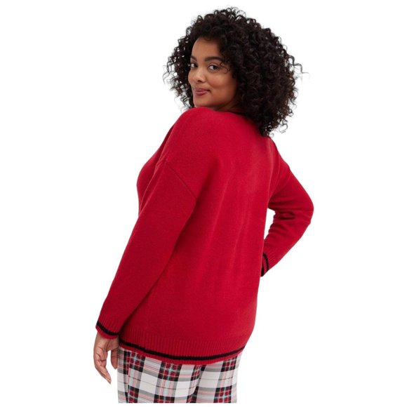 TORRID Size M/L 00- Oversized Pullover Cat Crew Neck Red Sweater NEW - Picture 4 of 4